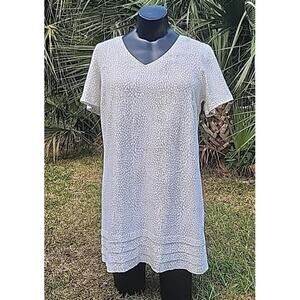 NICOLE MILLER Linen blend Dress Neutral Beige LAGENLOOK XL Pleated LUXURY  40 42